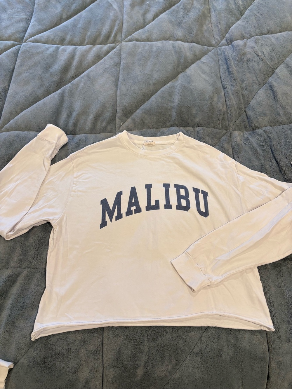 Brandy Melville White Ribbed Top with Gray Logo Tag